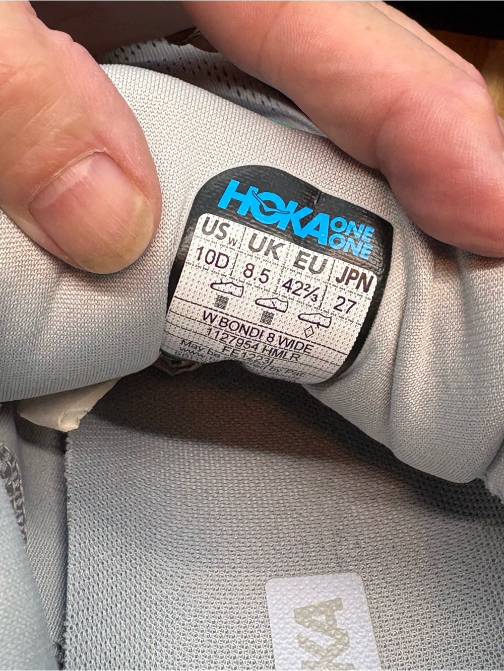 HOKA Women's Bondi 8 Running Shoe Grey Blue Size 10D - Picture 9 of 11